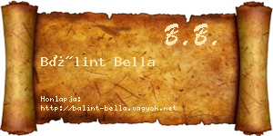 Bálint Bella névjegykártya